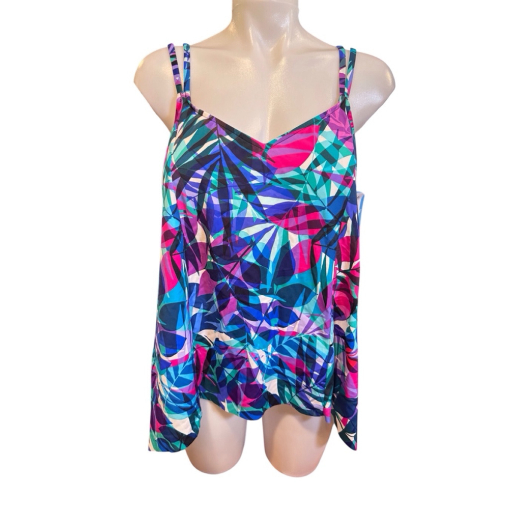 Women's Swim Solutions Tankini Top Size 18W Multi-color